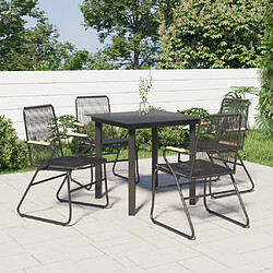 Maison Chic Mobilier à dîner 5 pcs de jardin - Ensemble table et chaises d'extérieur - Salon/Mobilier de jardin classique Noir Rotin PVC -MN78412