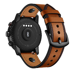 Bracelet en cuir véritable 22mm marron pour votre Samsung Gear S3/Galaxy Watch 46mm