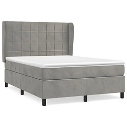 vidaXL Sommier à lattes de lit et matelas Gris clair 140x190cm Velours