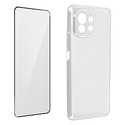 Avizar Coque Xiaomi Mi 11 Lite et 11 Lite 5G NE Souple et Film Verre Trempé 9H Noir