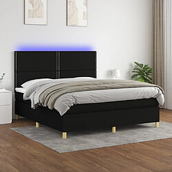 Sommier à lattes,Cadre à lattes de lit et matelas et LED pour Adulte Noir 160x200 cm Tissu -MN60794