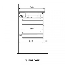 Dansmamaison Ensemble SDB 90 cm Chêne brut + Vasque noire + Colonne - DIBA