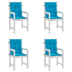 Avis vidaXL Coussins de chaise de jardin à dossier bas lot de 4 bleu