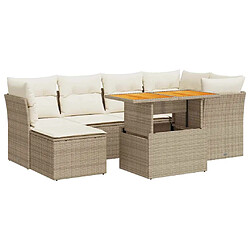 vidaXL Salon de jardin avec coussins 7 pcs beige résine tressée