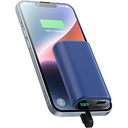 SANAG Batterie Externe 10800Mah, Ultra Compact Power Bank Avec Cables Intégré, 15W 3.0A Chargeur Portable Avec Écran Lcd, 3 Sortie Batterie Portable Pour Iphone 14//14 Pro/13/12/11/Xs/Xr/X/8(Bleu)