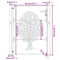 vidaXL Portail de jardin 105x155 cm acier corten conception de l'arbre pas cher