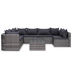 Maison Chic Salon de jardin 10 pcs + coussins - Mobilier/Meubles de jardin - Table et chaises d'extérieur Résine tressée Gris -MN27598 pas cher