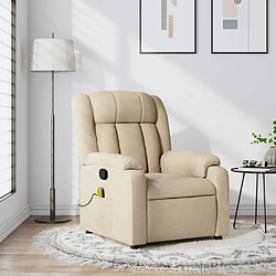 vidaXL Fauteuil de massage inclinable Crème Tissu