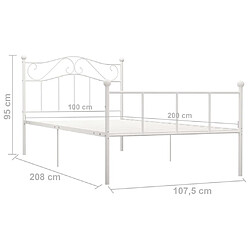 vidaXL Cadre de lit sans matelas blanc métal 100x200 cm pas cher