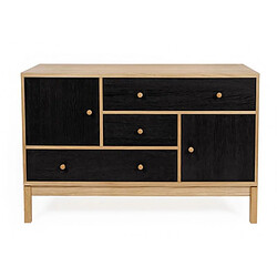 Mes Buffet 2 portes 3 tiroirs 120x40x79 cm noir et chêne - VALGA