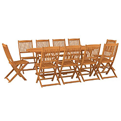 Ensemble salle à manger de jardin 11 pcs,Table et chaise à dîner d'extérieur bois d'acacia massif -MN48613