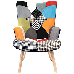 Avis The Home Deco Factory Fauteuil de salon design scandinave Helsinki - Noir patchwork