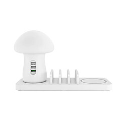 Avis YP Select Support de charge sans fil pour lampe champignon avec plusieurs prises USB - Blanc EU