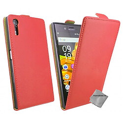 Htdmobiles Housse etui PU cuir fine pour Sony Xperia XZ + verre trempe - ROUGE