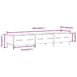 vidaXL Meuble TV Gris béton 150x34,5x30 cm Bois d'ingénierie pas cher