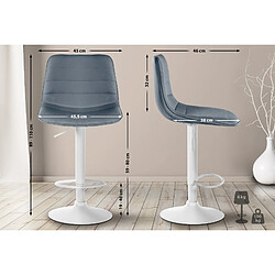 Decoshop26 Tabouret de bar chaise haute x1 avec repose-pieds incurvé en PVC gris structure métallique blanc 10_0005124