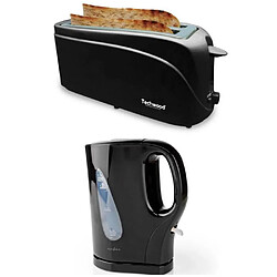 Techwood Pack Bouilloire 1600W 1L7 Noire + Grill pain Baguettes 1300W double larges fentes