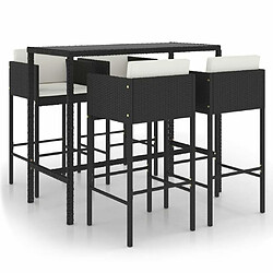 Maison Chic Ensemble de bar de jardin 5 pcs et coussins,Table + chaises + coussins de jardin Résine tressée Noir -GKD151806