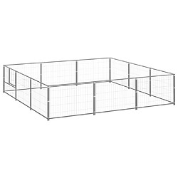 Helloshop26 Chenil extérieur cage enclos parc animaux chien argenté 9 m² acier 02_0000308