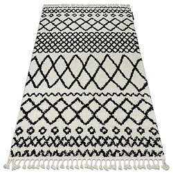 RUGSX Tapis BERBER SAFI N9040 blanc et noir Franges berbère marocain shaggy 160x220 cm