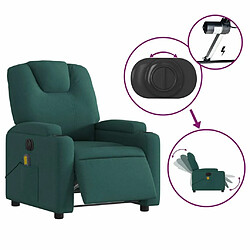 Maison Chic Fauteuil Relax pour salon, Fauteuil de massage inclinable électrique Vert foncé Tissu -GKD68856 pas cher