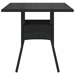 Maison Chic Table de jardin | Table d'extérieur dessus en verre noir 80x80x75 cm résine tressée -GKD82068 pas cher