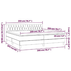 vidaXL Sommier à lattes de lit avec matelas Bleu 200x200 cm Tissu pas cher