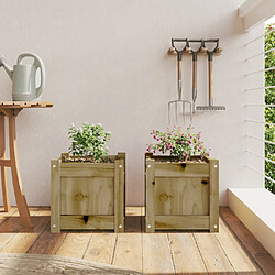 Avis Maison Chic Lot de 2 Jardinières,Bac à fleurs - pot de fleur bois de pin imprégné -GKD33855