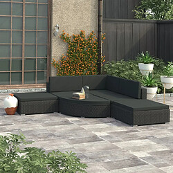 Maison Chic Salon de jardin 6 pcs + coussins - Mobilier/Meubles de jardin - Table et chaises d'extérieur Résine tressée Noir -MN13922