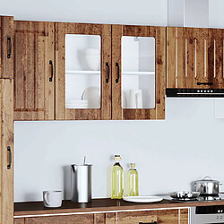 Avis vidaXL Armoire murale de cuisine avec porte en verre Lucca vieux bois