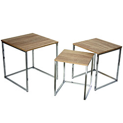 Jeu de 3 tables Alexandra House Living Marron Bois