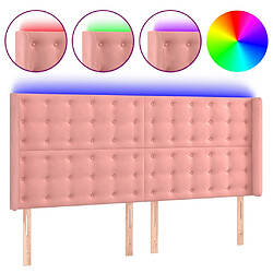 vidaXL Tête de lit à LED Rose 203x16x118/128 cm Velours