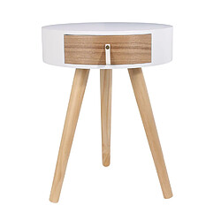 The Home Deco Factory Lot de 2 tables de chevet scandinaves Nora - Diam. 35 x H. 45 cm - Blanc