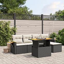 vidaXL Salon de jardin 6 pcs avec coussins noir résine tressée