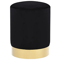 Decoshop26 Tabouret assise pouf design moderne en velours noir et base métallique doré DEC026364