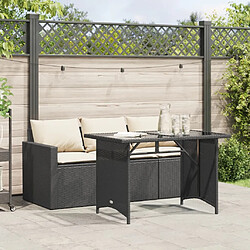 vidaXL Ensemble à manger de jardin coussins 2pcs noir résine tressée