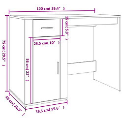 vidaXL Bureau avec armoire chêne fumé bois d'ingénierie pas cher