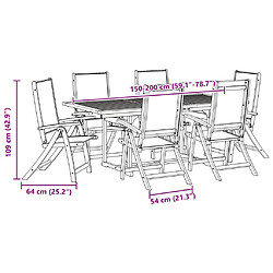 vidaXL Ensemble à Manger de jardin 7pcs bois d'acacia solide textilène pas cher