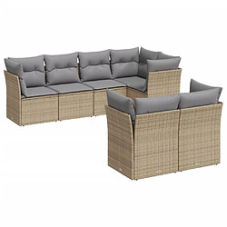 Maison Chic Salon de jardin avec coussins 7 pcs | Ensemble de Table et chaises | Mobilier d'Extérieur beige résine tressée -GKD80174