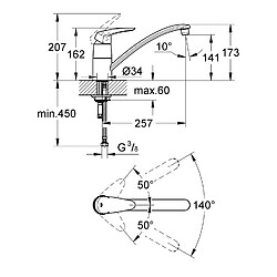 Grohe Eurodisc robinet de cuisine, 140 degrés Pivote, 33770001