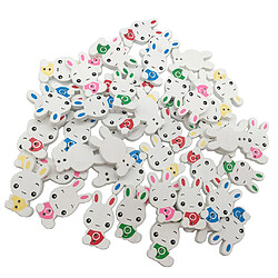 50pcs Lovely Rabbit Wood Boutons 2 Trous Boutons pour Coudre Scrapbooking DIY