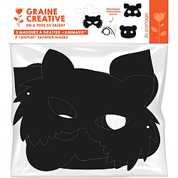 Graines Creatives Sachet de 3 masques à gratter animaux