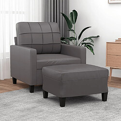 vidaXL Fauteuil avec repose-pied Gris 60 cm Similicuir