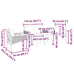 vidaXL Ensemble de meubles de balcon avec coussins 5 pcs noir acier pas cher