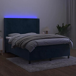 Avis Maison Chic Lit adulte- Lit + matelas + LED,Sommier à lattes de lit matelas et LED Bleu foncé 140x200 cm -GKD73726