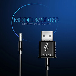 Wewoo Transmetteur sans fil MSD168 2 en 1 Bluetooth Émetteur Récepteur Mini 3.5mm AUX Stéréo 5.0 Adaptateur Pour La Voiture TV PC MP3