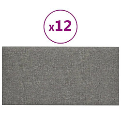 vidaXL Panneaux muraux 12 pcs Gris clair 30x15 cm Tissu 0,54 m²