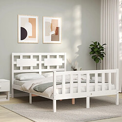 Maison Chic Cadre/structure de lit avec tête de lit pour adulte - Lit Moderne Chambre blanc 120x200 cm bois massif -MN95338