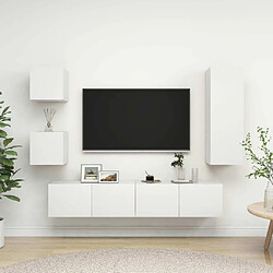 Maison Chic Ensemble de meubles TV 5 pcs | Banc TV Moderne pour salon | Meuble de Rangement - Blanc Aggloméré -MN57826