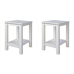 Decoshop26 Lot de 2 tables de chevet tabourets modernes et intemporels en bois blanc MOC06021